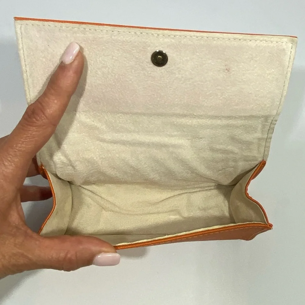 🔴 Tory Burch Sunglasses Case Orange with gold logo magnetic closure